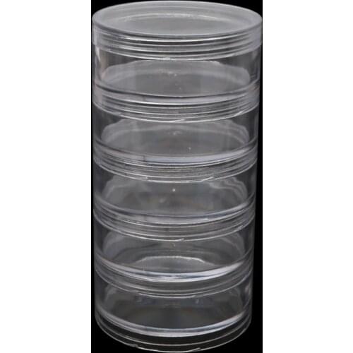5 Layer Stackable Bead Containers Small Item Plastic Round Clear Storage Jar Box 50PE