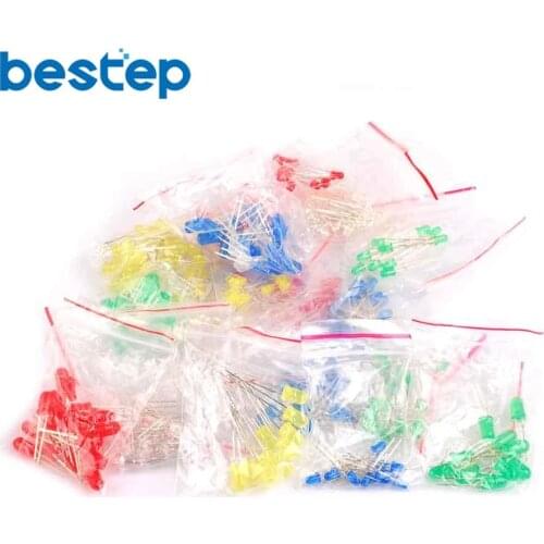 500PC/Lot 3MM 5MM Led Kit Mixed Color Red Green Yellow Blue White Light Emitting Diode