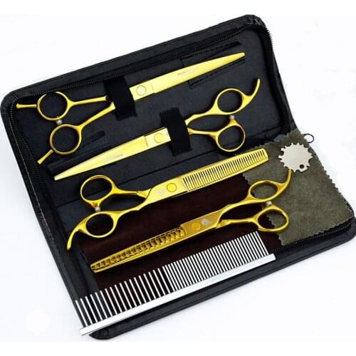 7 inch Pet Dog Cat Hair Clippers Pet Dog Gromming Scissors Pet Straight &Thinning & Up Curved Scissors Kit Pet Gromming Tools