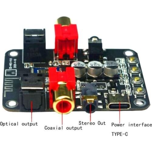 Bluetooth 5.0 Wireless Adapter 2 in 1 Receiver Transmitter Digital Coaxial Optical 3.5MM Stereo Audio 24BIT 192K DAC Board