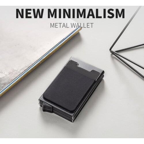 REJS LANGT Business Men Smart Wallet Purse Women Card Holder Rfid Wallet Genuine Leather Metal Credit Business Mini Card Wallet