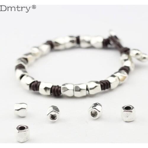Dmtry 50g/lot Fashion Wholesale Large Hole Cheap Antique Silver Zinc Alloy Bead Bracelet Jewelry Making Findings Material LC0045