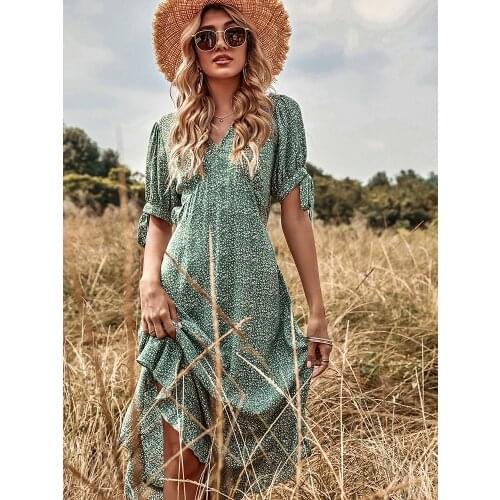 FITSHINLING Green Summer Dresses