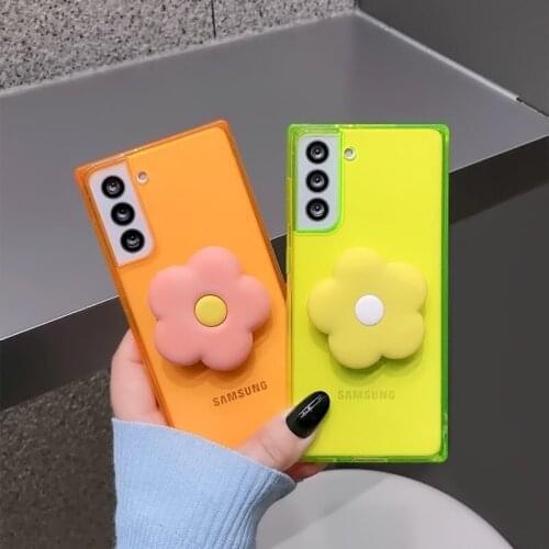 Fluorescent silica gel shell is suitable for Samsung s21ultra s9 s10plus s20FE mobile phone shell note20ultra ring bracket cover