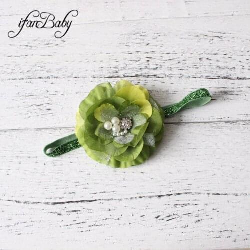 Kids flower Headband,fabric flower with Glitter headband girl hairband 1 pcs