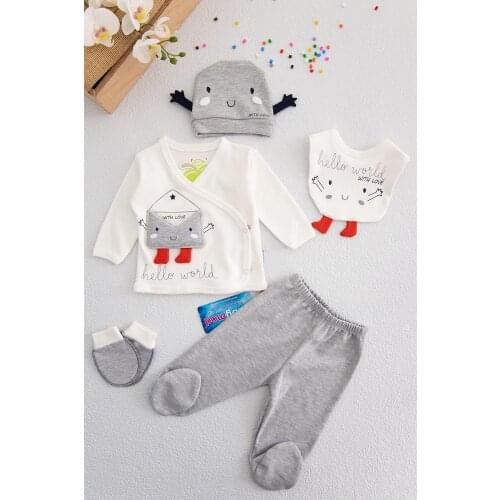Hello World 5-pack Baby Boy Hospital Outfit Set
