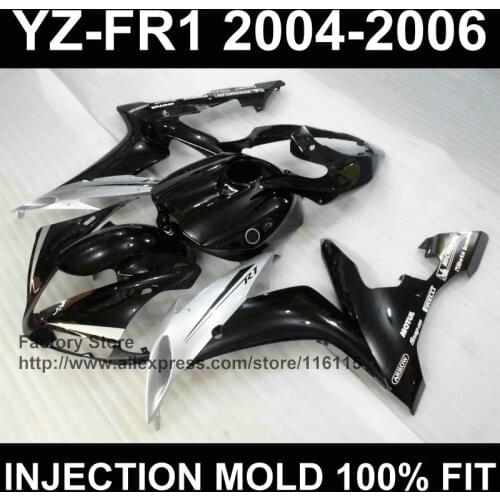 Perfect black white racing bodywork for YAMAHA YZF R1 fairings 2004 2005 2006 YZF1000 1 YZFR 04 05 06 Full injection