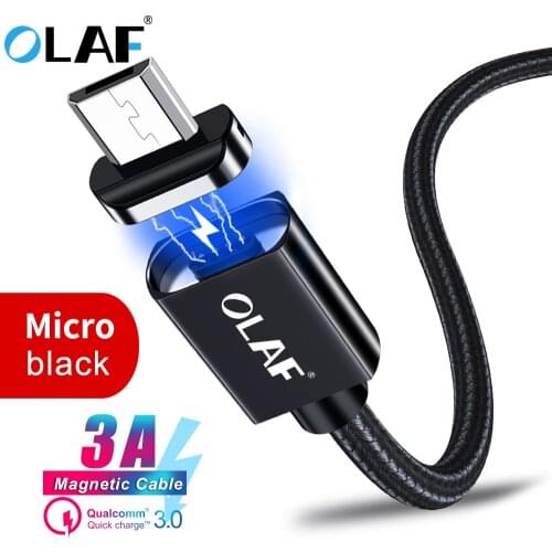 OLAF Micro USB Cable Magnetic 3A Fast Charging Data Cable for Xiaomi Redmi Note For Huawei Mobile Phone Android Tablet Charger