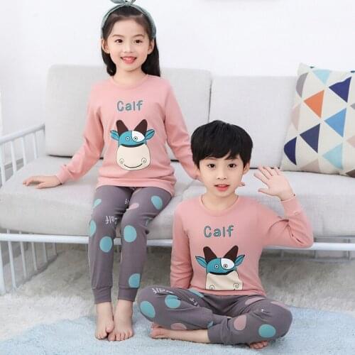 2020 Kids Pajama Sets Childrens Sleepwear Nightgowns Boys Winter Pajamas Tops+Pants Girls Baby Boys Clothes Sets 6 8 10 12Years