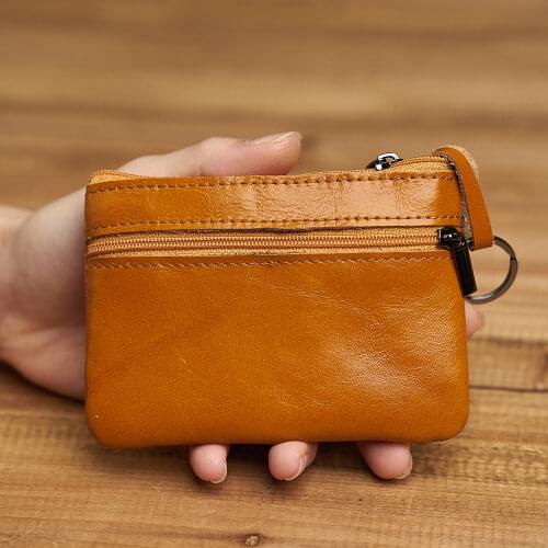 ZRCX Mens Genuine Leather Zipper Coin Wallet natural Leather Mini Short Purse Card Holder Change Purse For Man Clutch Wallets