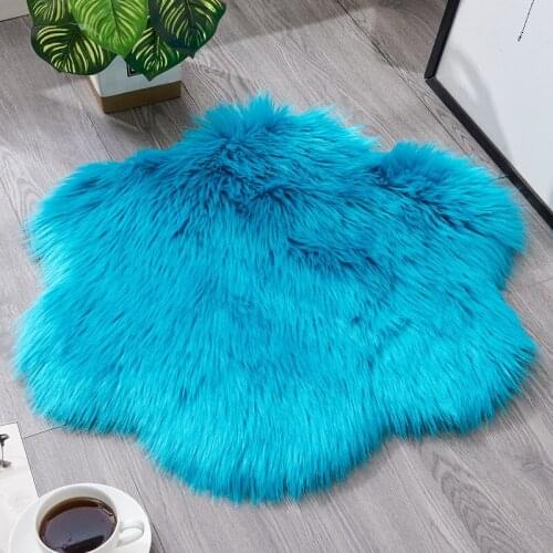 Cilected 60Cm Faux Fur Floor Rug Flower Shaped Rug Carpets For Living Room Decor Kids Room Long Plush Rugs Bedroom Shaggy Area