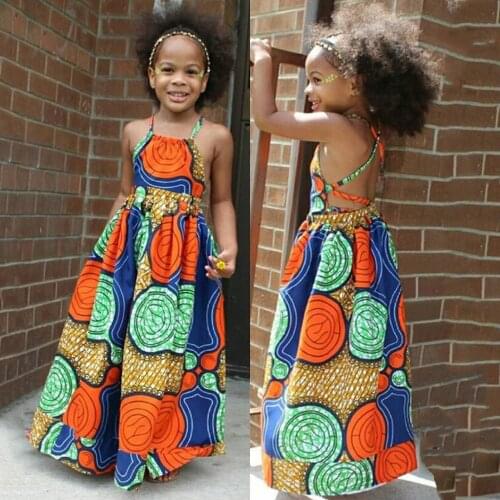 TELOTUNY Summer dress Kids Girls African Dashiki 3D Digital Print Suspenders Princess Dress 2021 New Summer Children Beach Dress