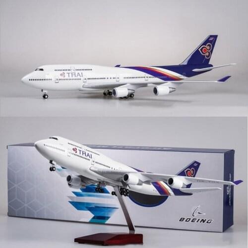 1/150 Scale 47cm Alloy Aircraft Boeing 747 B747 Thailand Plane THAI Airline Airplane Model Base Light & Wheel Diecast Resin Toys