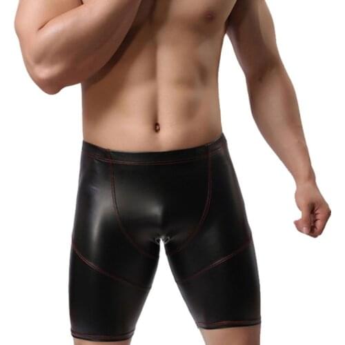 Mens Tight Casual Faux Leather Jogging For Walk Track Field Rest Leather Sports Shorts Fad Toning Breathable Sexy Pirate Shorts