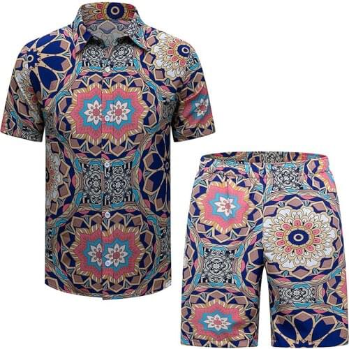 Button Shirts And Short Mens 2 Pieces Set Cody Lundin Summer Digital Printing Beach Suits