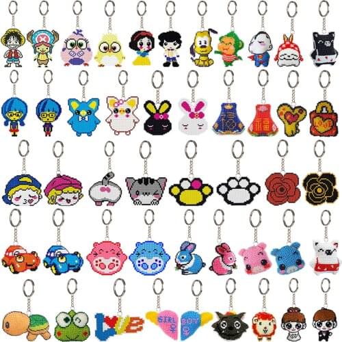 DIY Beads Cross Stitch Kit Needlework Handmade Art Craft Cartoon Bird Keychain Backpack Pendant Key Ring Kit for Child Gifts
