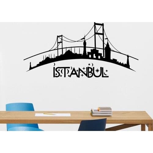 Istanbul Skyline Wall Decal City Vinyl Sticker Art Bedroom Turkey Decor Pattern Wall Tattoo Living Room Sofa Background D409