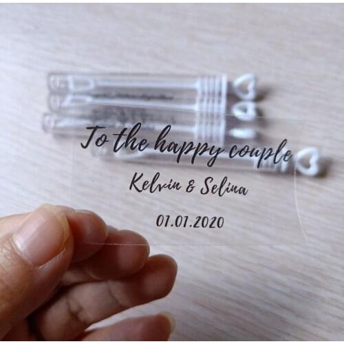 100 pcs/set Custom Wedding Stickers Personalized Wedding bubble Labels Custom Wedding Favor stickers Transparent