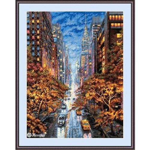 Customzied Embroidery Autumn City Night View Cross Stitch Funny Sayings with 100% Cotton Floss & Free Shipping for Home Decor