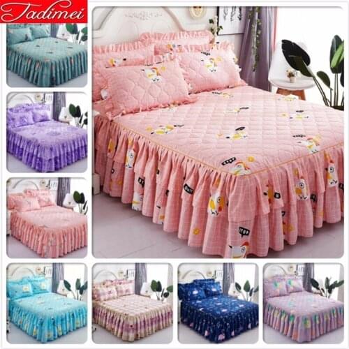 NEW Kids Adult Soft Quilted Thick Bed Skirt Sheet Cover Bedspreads Linen Winter Warm Coverlet 150x200 180x200 180x220 200x220 cm