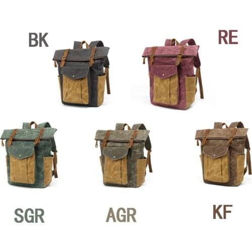 New Vintage Oil Waxed Canvas Leather Backpack Large Capacity Teenager Traveling Waterproof Daypacks 14 Laptops Rucksack