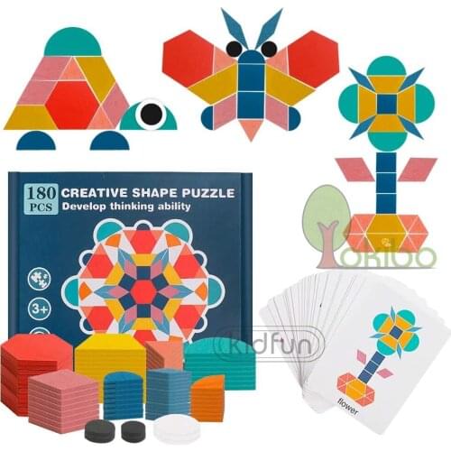 Montessori Educational Wooden Toys 3D Jigsaw Puzzle Clever Board 3D Wooden Puzzles Toys for Kids 2 3 4 Years Color Sensor