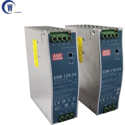 CNC Original MEAN WELL Din Rail Switching Power Supply AC 110V/220V to DC 24V 120W 150W MW Switching Power Supply