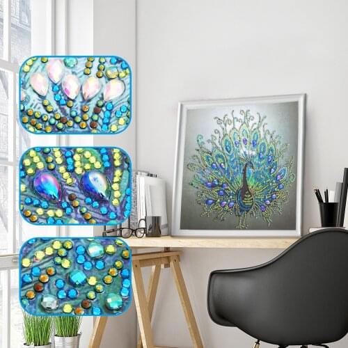 Special Shaped Diamond Embroidery Animal Peacock Partial Rhinestone 5D DIY Diamond Painting Cross Stitch Diamond Mosaic Decor