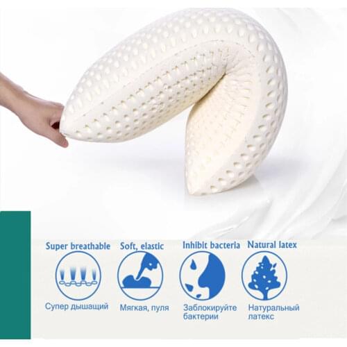 Comfortable Pure Natural Latex Pillows Neck Pain Relieve Side Back Sleep Orthopedic Pillow Cervical Health Care Support Cushion