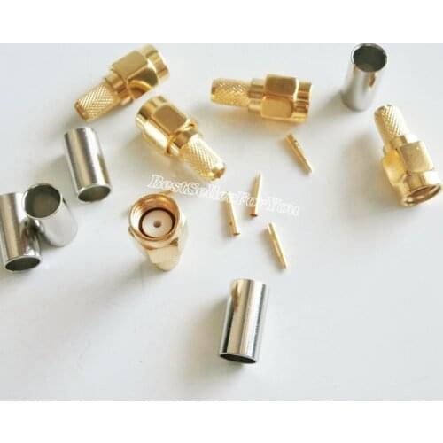 10Pcs SMA Connector Male Plug Crimp RG58 RG142 LMR195 RG400 Cable Straight RF Connector