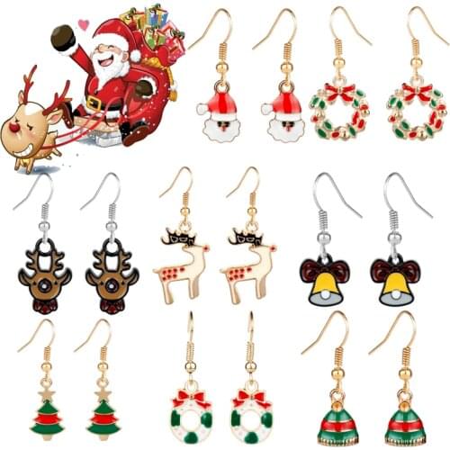 Christmas Earrings For Women Gifts Drop Earrings Tree Deer Moon Earring Fashion Jewelry Ear Drops Girls Festival Gift