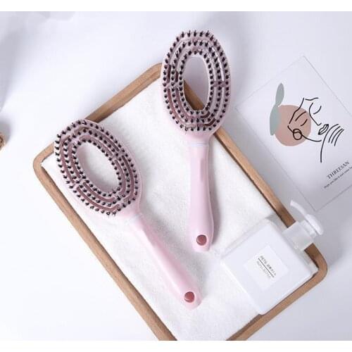 Boar Bristles Big Curved Comb Fluffy Massage Styling Hair Styling Oil Hair Fashion Easy Carry Comfortable Hollow Out Comb