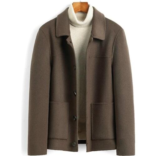 Wool Coat Men Short Double-sided Spring Autumn Woolen Jacket Mens Coats Overcoat Casual Jackets Casaco Masculino 6022 KJ4622