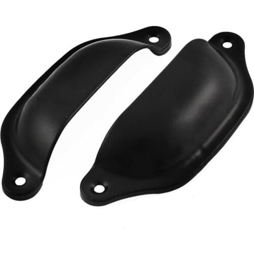 Drawer Cabinet Door Vintage Style Metal Pull Knob Handles Black 2Pcs