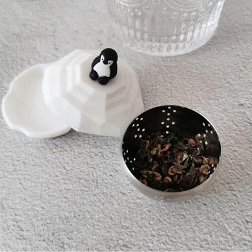 Cute Floating Penguin Loose Herbal Spice Infuser Filter Diffuser Tea Leaf Strainer Stainless Steel Tea Bag Household Teaware