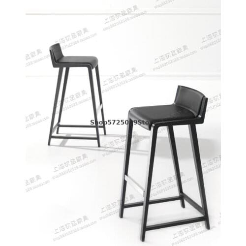 Light luxury Nordic solid wood bar stools creative bar chairs modern minimalist home island high stools back high chairs
