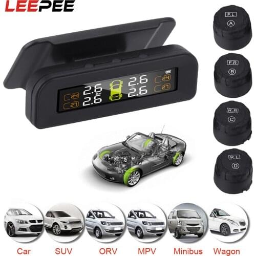 TPMS Car Tire Pressure Alarm Monitor System Tyre Pressure Temperature Warning Solar Power Fuel Save 4 External Sensors C260