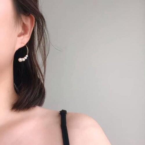 U-shaped Hoop Pearl Earrings For Women Korean Fashion Simple Punk Hip Hop High Quality New Trendy Girlfriends Jewelry BOYULIGE