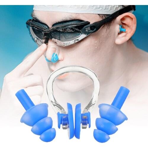 Comfort Soft Silicone Nose Clip Ear Plugs Waterproof Surf Diving Swimming Ear Plugs Set Water Protection Swimming Accessories
