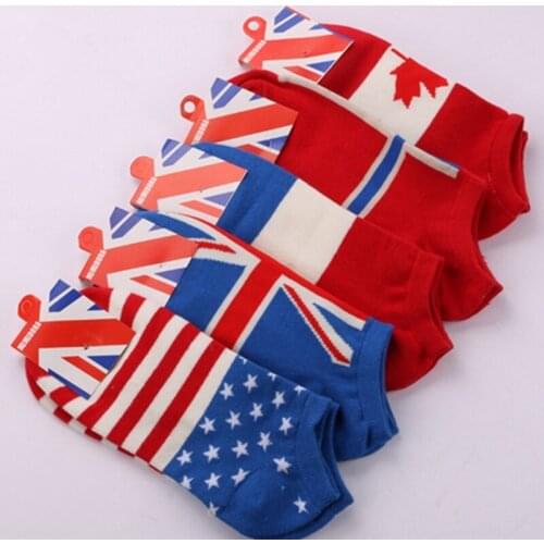 2020 spring summer Women Socks Flag pattern style cotton men socks brand boat socks 4 pairs / lot