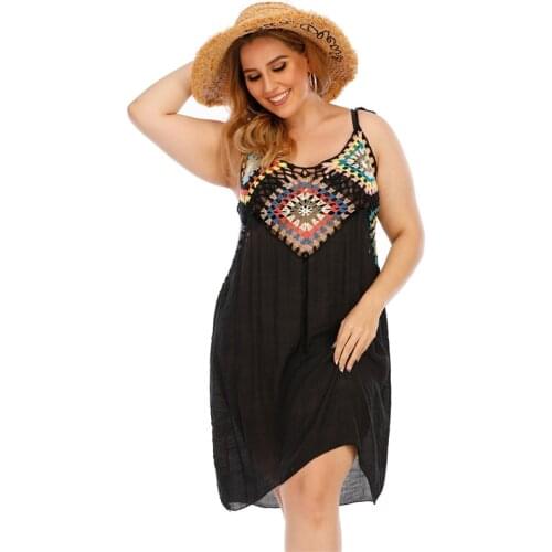 Knitted Beach Dress for Women Black Crochet Beach Cover Up Plus Size Swimdress Tunic Beachwear 2021 Bikini Swimsuit Cover-ups