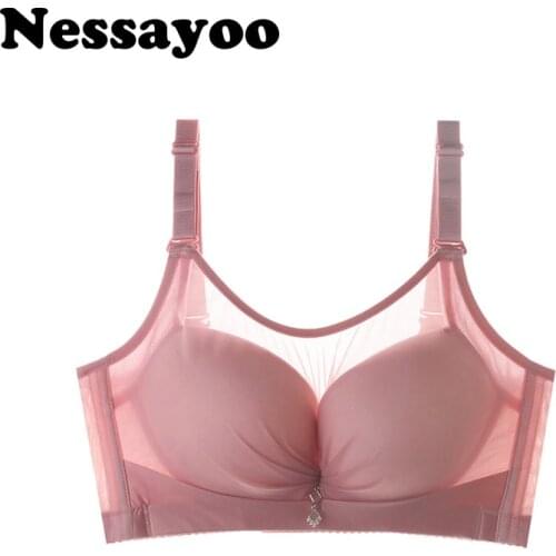 Push Up Full Coverage Bras for Women Wire Free Sexy Lace Brassiere 36 38 40 42 44 46 Plus Size Bras New Sexy Brassiere B C D Cup