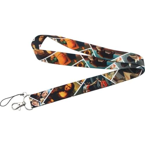 AD470 Patchfan Cartoon Art Oil Painting Keychains For Women Lanyard For Keys Card Pass Gym Mobile Phone Badge Holder Hang Rope