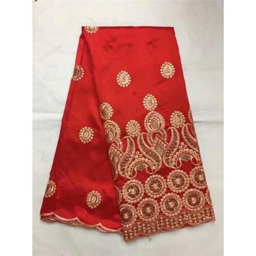 African George Lace Fabric With Sequin Lace Nigerian George Wrapper High Quality African George Fabric For Dress 5yd red gold