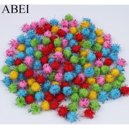 12mm 500pcs/lot Sparkly Glitter Tinsel Pom Pom Ball Wedding Christmas Party Decoration Soft Pompom DIY Handmade Sewing Craft