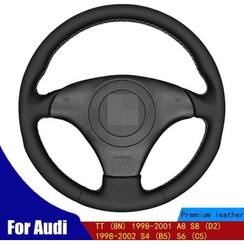 DIY Car Steering Wheel Cover Soft Black PU Artificial Leather For Audi TT (8N) 1998-2001 A8 S8 (D2) 1998-2002 S4 (B5) S6 (C5)