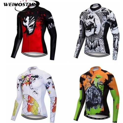 Weimostar Mens Long Sleeve Cycling Jersey Top MTB Cycling Clothing Breathable Bicycle Maillot Ropa Ciclismo Autumn Bike Clothes