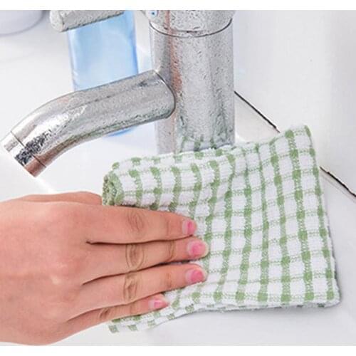 Plaid Pattern Cotton Dish Cloth Skin-friendly Fast Drying Cleaning Dish Towels Dish Towel Cleaning Cloth for Home