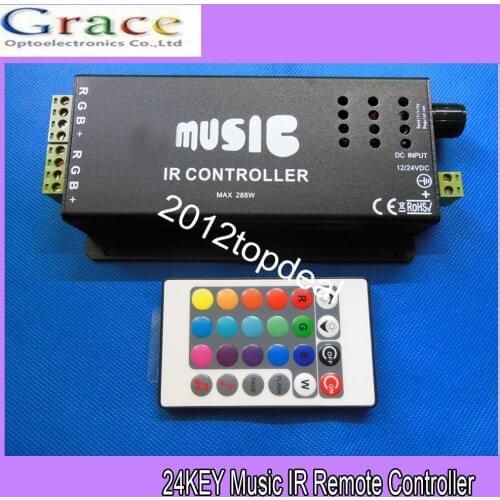 24KEY Music IR Remote Controller Sound Sensitive for RGB LED Strip Light 12V