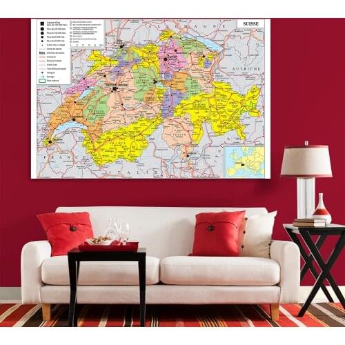 225*150cm Transportation Map of The Switzerland In French Non-woven Canvas Painting Large Poster Home Decor School Supplies